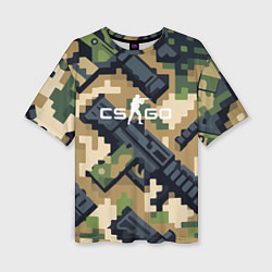 Футболка оверсайз женская Counter Strike - pixel military pattern, цвет: 3D-принт