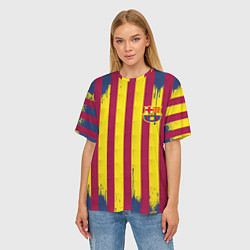 Футболка оверсайз женская Полосатые цвета футбольного клуба Барселона, цвет: 3D-принт — фото 2