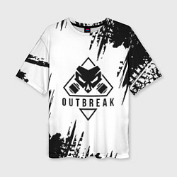 Женская футболка оверсайз Rainbow six outbreak черные краски