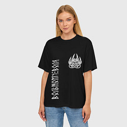 Футболка оверсайз женская Символ волчья лапа - вольному воля, цвет: 3D-принт — фото 2