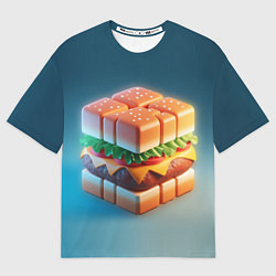 Женская футболка оверсайз Абстрактный гамбургер в форме куба