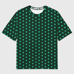 Женская футболка оверсайз Паттерн зеленые звездочки