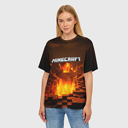 Футболка оверсайз женская Огненный minecraft логотип, цвет: 3D-принт — фото 2