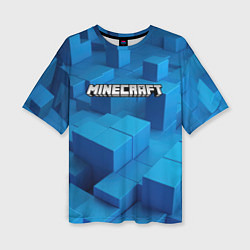 Футболка оверсайз женская Minecraft синие плиты, цвет: 3D-принт