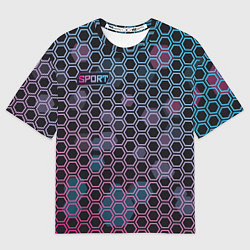 Футболка оверсайз женская Sport шестигранники, цвет: 3D-принт