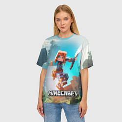 Футболка оверсайз женская Персонаж Minecraft с мечом, цвет: 3D-принт — фото 2