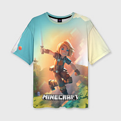 Футболка оверсайз женская Персонаж Minecraft в атаке, цвет: 3D-принт