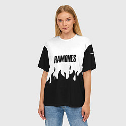 Футболка оверсайз женская Ramones fire black rock, цвет: 3D-принт — фото 2