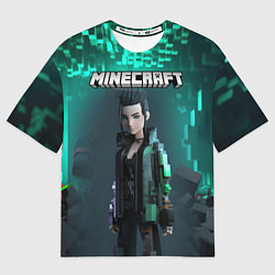 Футболка оверсайз женская Minecraft cyberpunk green neon, цвет: 3D-принт
