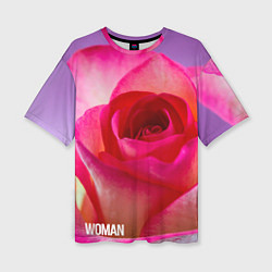 Женская футболка оверсайз Розовая роза - woman
