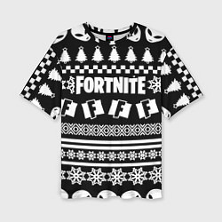 Женская футболка оверсайз Fortnite epic games pattern