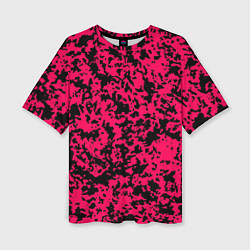 Футболка оверсайз женская Пятнистый яркий чёрно-розовый, цвет: 3D-принт