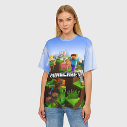 Футболка оверсайз женская Minecraft pixel world, цвет: 3D-принт — фото 2