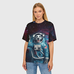 Футболка оверсайз женская Далматинец бравый космонавт - нейросеть, цвет: 3D-принт — фото 2