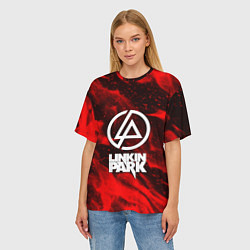 Футболка оверсайз женская Linkin park красный огонь, цвет: 3D-принт — фото 2
