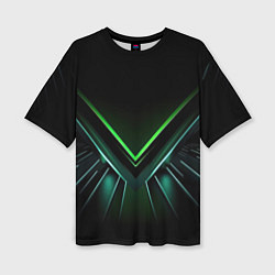 Женская футболка оверсайз Green and black abstract style