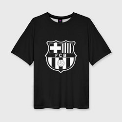 Футболка оверсайз женская Barcelona fc club белое лого, цвет: 3D-принт