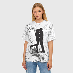 Футболка оверсайз женская Силуэт парня с девушкой в обнимку, цвет: 3D-принт — фото 2