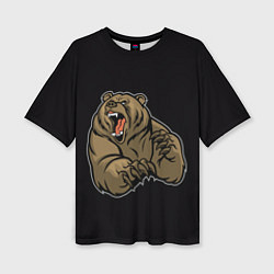 Женская футболка оверсайз Бурый медведь злится