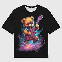 Женская футболка оверсайз Большой плюшевый медведь играет на гитаре
