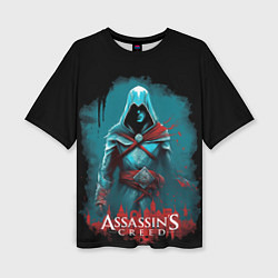 Женская футболка оверсайз Assassins creed синий дым