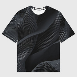 Женская футболка оверсайз Черная геометрическая материя