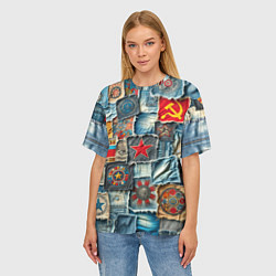 Футболка оверсайз женская Ретро пэчворк СССР, цвет: 3D-принт — фото 2