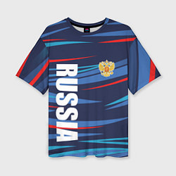 Футболка оверсайз женская Россия - blue stripes, цвет: 3D-принт