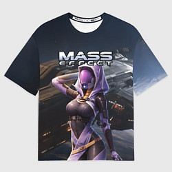Футболка оверсайз женская Mass Effect ТалиЗора и космический корабль, цвет: 3D-принт