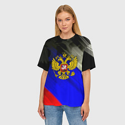 Футболка оверсайз женская Россия краски герб текстура, цвет: 3D-принт — фото 2