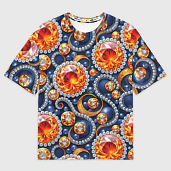 Женская футболка оверсайз Ювелирные украшение с золотом и бриллиантом паттер