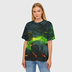 Футболка оверсайз женская Неоновая яркая геометрическая абстракция со светом, цвет: 3D-принт — фото 2