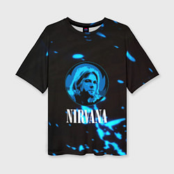 Футболка оверсайз женская Nirvana рок бенд краски, цвет: 3D-принт