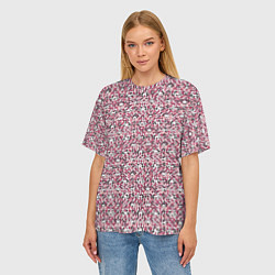 Футболка оверсайз женская Нежный узор бело-розовый, цвет: 3D-принт — фото 2