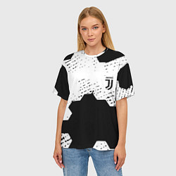 Футболка оверсайз женская Juventus hexagon black sport, цвет: 3D-принт — фото 2
