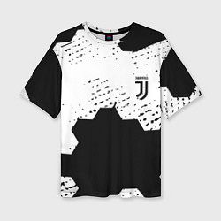 Футболка оверсайз женская Juventus hexagon black sport, цвет: 3D-принт