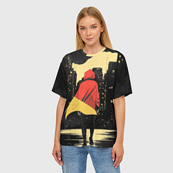 Футболка оверсайз женская Человек идет по ночному городу, цвет: 3D-принт — фото 2
