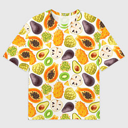 Женская футболка оверсайз Экзотический фруктовый узор