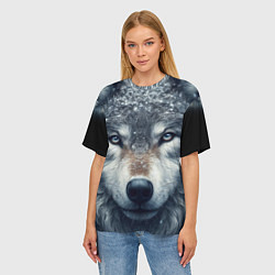 Футболка оверсайз женская Морда волка - взгляд, цвет: 3D-принт — фото 2