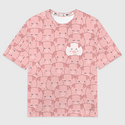 Женская футболка оверсайз Свинки паттерн