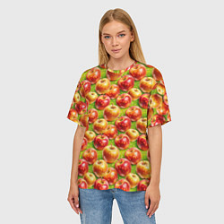 Футболка оверсайз женская Вкусные яблоки паттерн, цвет: 3D-принт — фото 2