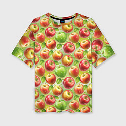 Футболка оверсайз женская Натуральные яблоки паттерн, цвет: 3D-принт