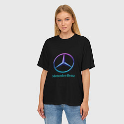 Футболка оверсайз женская Mercedes neon logo, цвет: 3D-принт — фото 2