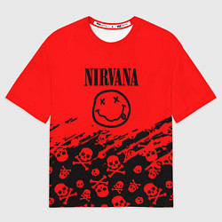 Футболка оверсайз женская Nirvana rock skull, цвет: 3D-принт
