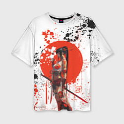 Женская футболка оверсайз Женщина самурай