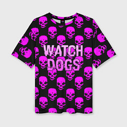 Женская футболка оверсайз Watch dogs neon skull