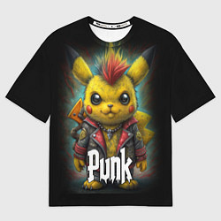Женская футболка оверсайз Панк Пикачу в косухе