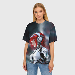 Футболка оверсайз женская Рыжая девушка-андроид, цвет: 3D-принт — фото 2