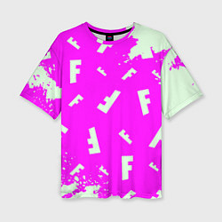 Женская футболка оверсайз Fortnite pattern pink