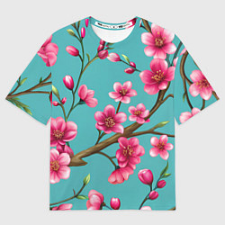 Женская футболка оверсайз Ветка розовой сакуры